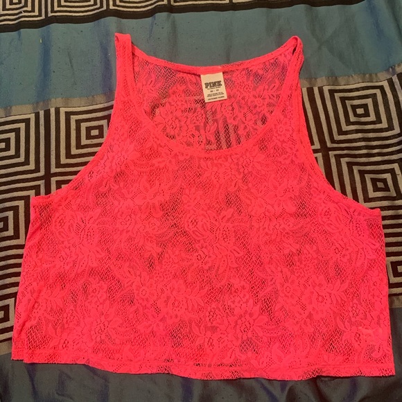 VS PINK...... HOT PINK LACE BEACH COVER TOP XS - Picture 2 of 3